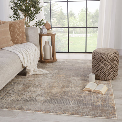 Vienne VNE11 Rug by Jaipur Living in gray, tan. Made from 53% polyester 47% viscose in a unique style.