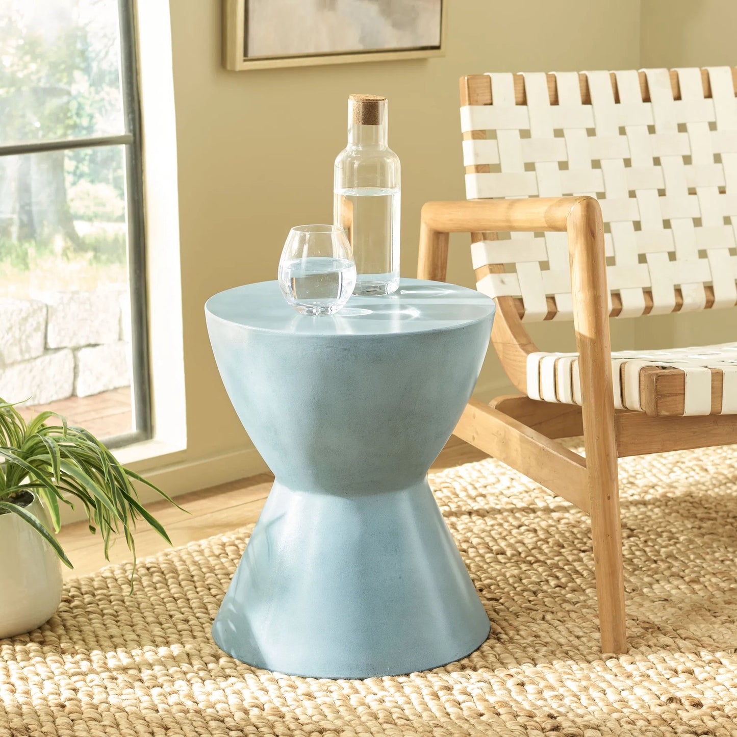 005 SI-2630272 | Lifestyle | Hillsborough Accent Stool by HedgeApple Essentials in powder blue. Made from concrete in a unique style.
