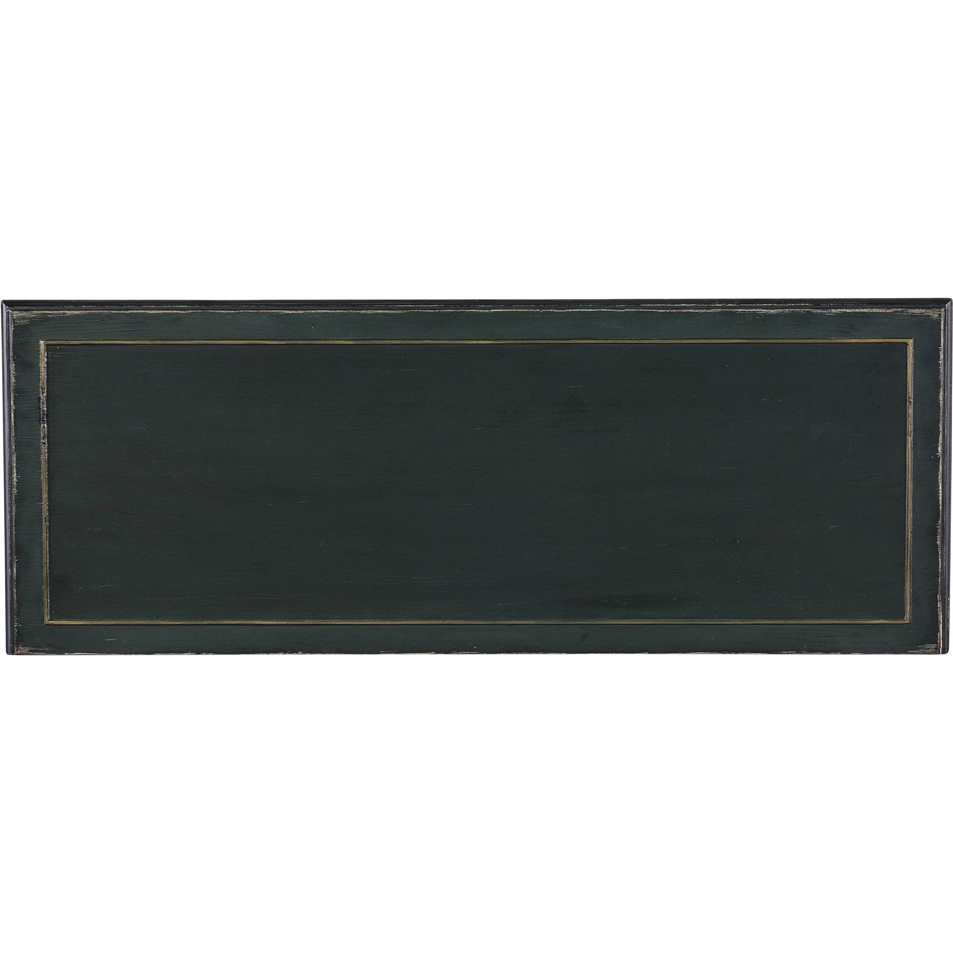 Charleston Five-Drawer Console Table by Hooker Furniture in charleston green. Made from maple veneers in a transitional style.