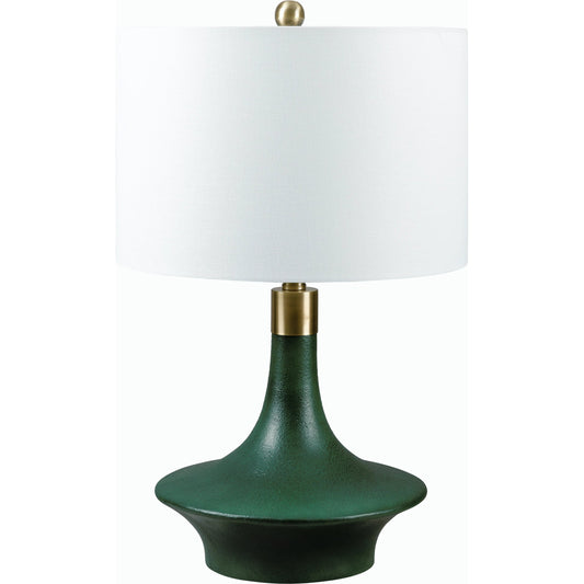 Veneto Accent Table Lamp - 524555 by Surya in body: dark green, cord: translucent and paintedplated. Made from resin, linen, iron in a modern style.