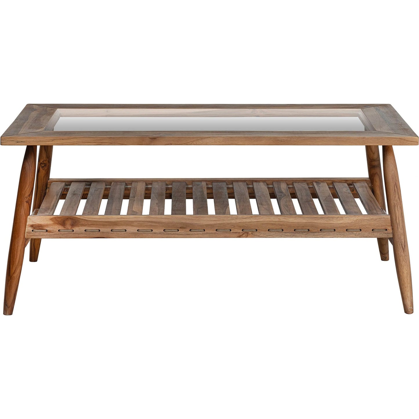 001 SI-2325325 | Additional Silo | Vineyard Outdoor - Rectangular Coffee Table by LH Imports in brown, clear and brown, glass. Made from teak wood, clear tempered glass in a transitional style.