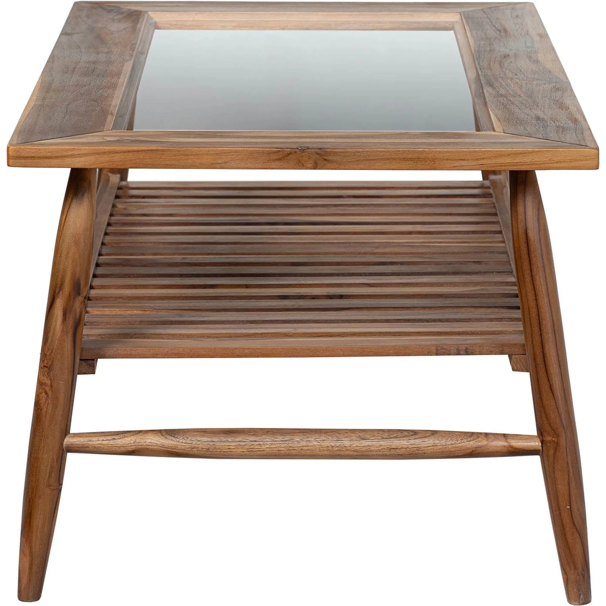 Vineyard Outdoor - Rectangular Coffee Table by LH Imports in brown, clear and brown, glass. Made from teak wood, clear tempered glass in a transitional style.