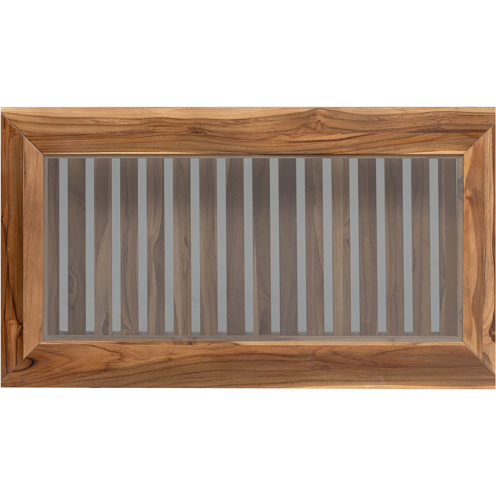Vineyard Outdoor - Rectangular Coffee Table by LH Imports in brown, clear and brown, glass. Made from teak wood, clear tempered glass in a transitional style.