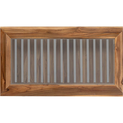 Vineyard Outdoor - Rectangular Coffee Table by LH Imports in brown, clear and brown, glass. Made from teak wood, clear tempered glass in a transitional style.