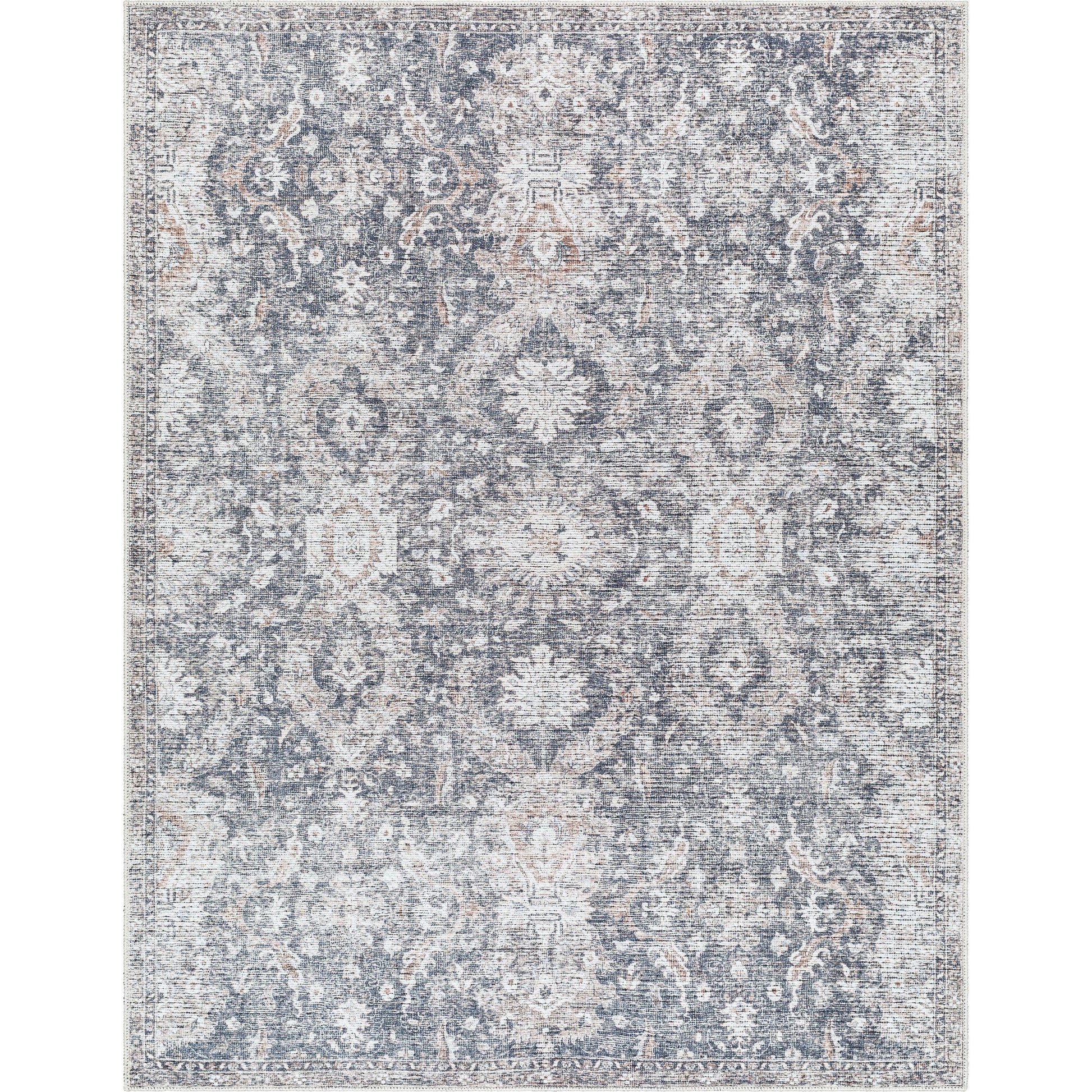Vinny Rug - 33597 by Livabliss in dark blue, denim, light beige, light brown, light gray, orange. Made from main: 100% chenille-polyester in a unique style.