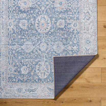Vinny Rug - 33597 by Livabliss in dark blue, denim, light beige, light brown, light gray, orange. Made from main: 100% chenille-polyester in a unique style.