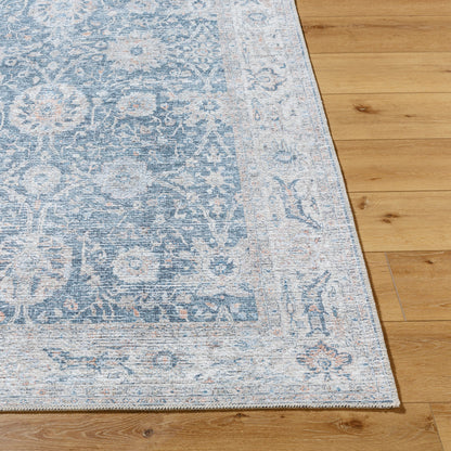 Vinny Rug - 33597 by Livabliss in dark blue, denim, light beige, light brown, light gray, orange. Made from main: 100% chenille-polyester in a unique style.