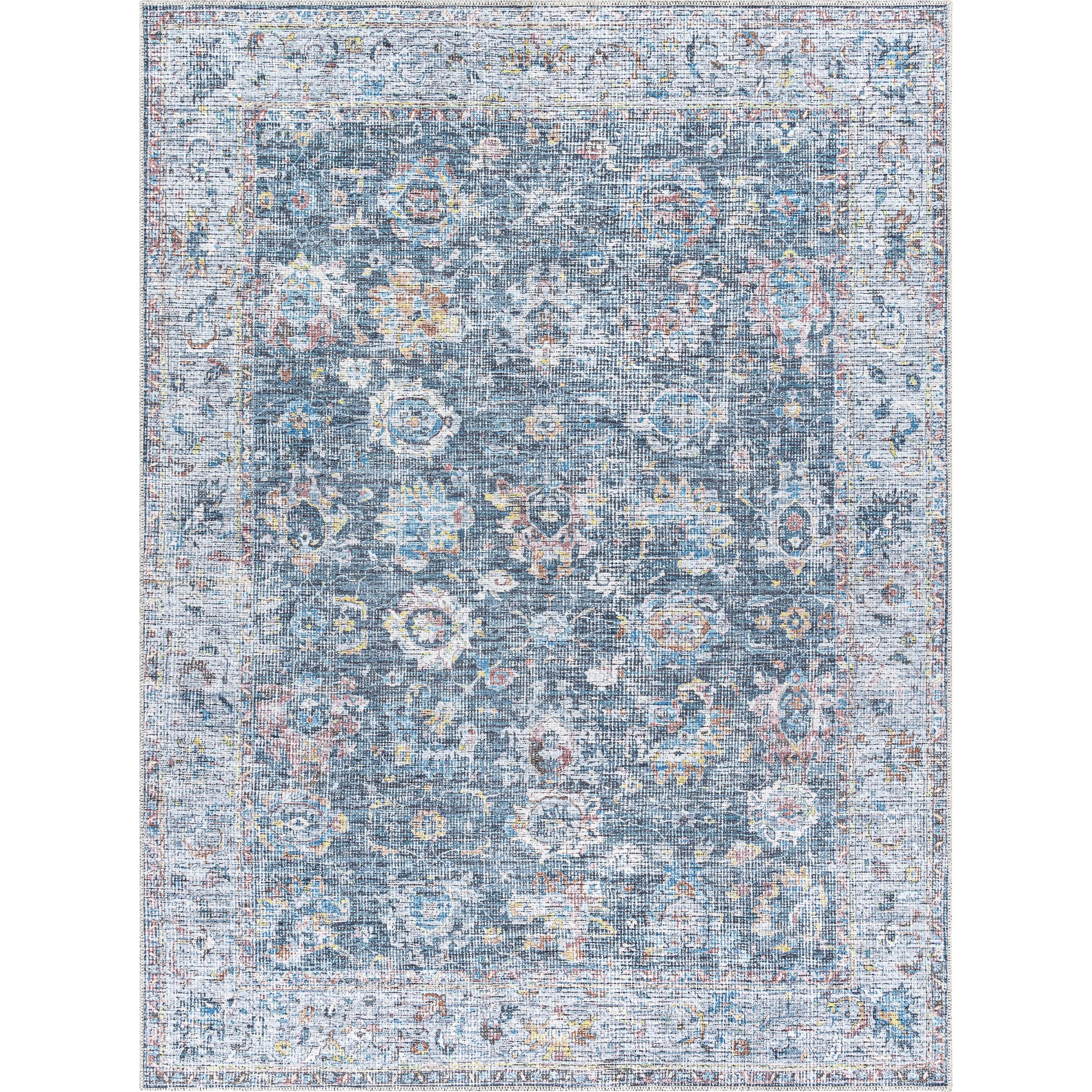 Vinny Rug - 487083 by Livabliss in black, denim, rust, pale blue, grass green, dark brown. Made from face: 100% chenille-polyester, warp: 97% cotton, 3% polyester in a unique st