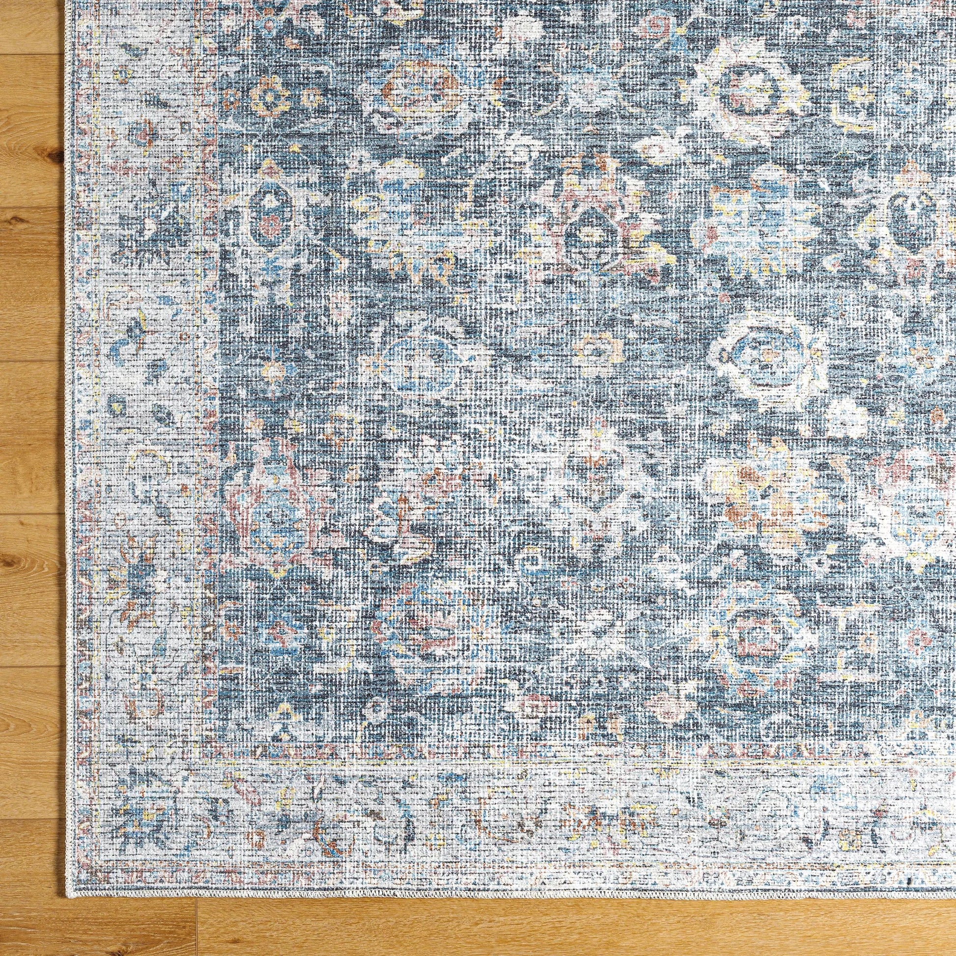 Vinny Rug - 487083 by Livabliss in black, denim, rust, pale blue, grass green, dark brown. Made from face: 100% chenille-polyester, warp: 97% cotton, 3% polyester in a unique style.