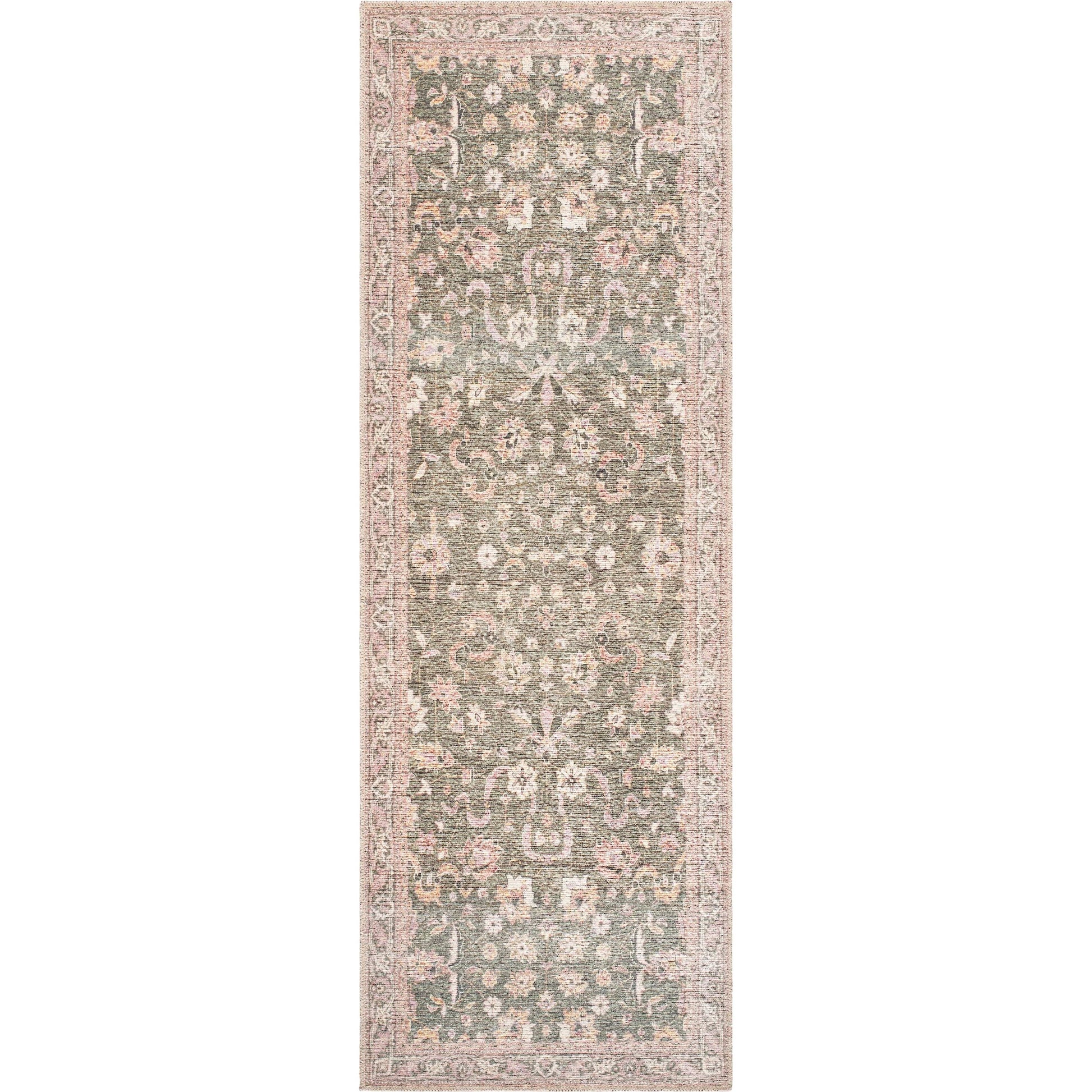 Vinny 533587 Rug by Livabliss in emerald, cream, orange, light pink, dark green. Made from polyester in a unique style.