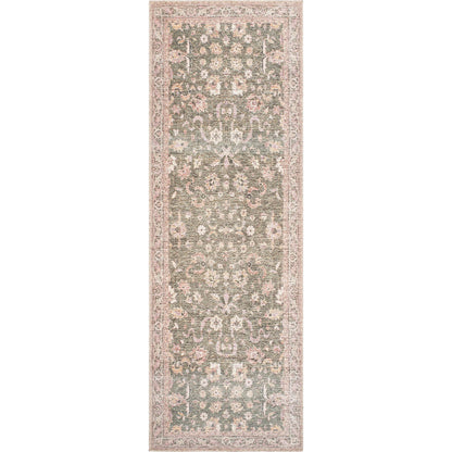 Vinny 533587 Rug by Livabliss in emerald, cream, orange, light pink, dark green. Made from polyester in a unique style.