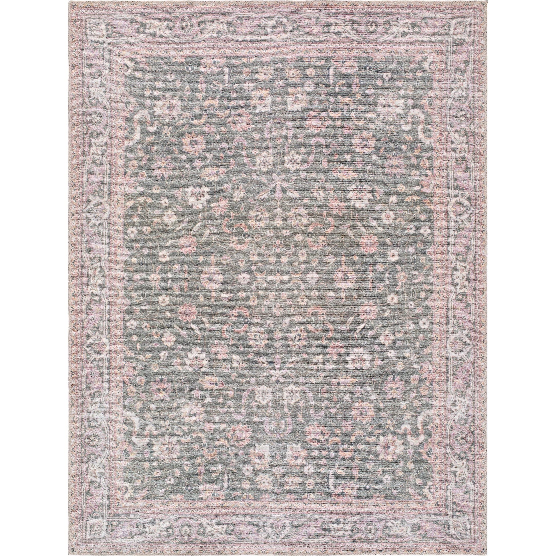 Vinny 533587 Rug by Livabliss in emerald, cream, orange, light pink, dark green. Made from polyester in a unique style.