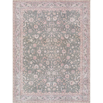 Vinny 533587 Rug by Livabliss in emerald, cream, orange, light pink, dark green. Made from polyester in a unique style.
