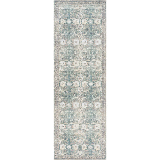 Vinny Rug - 533603 by Livabliss in medium green, sage, charcoal, cream, beige, orange. Made from polyester in a unique style.