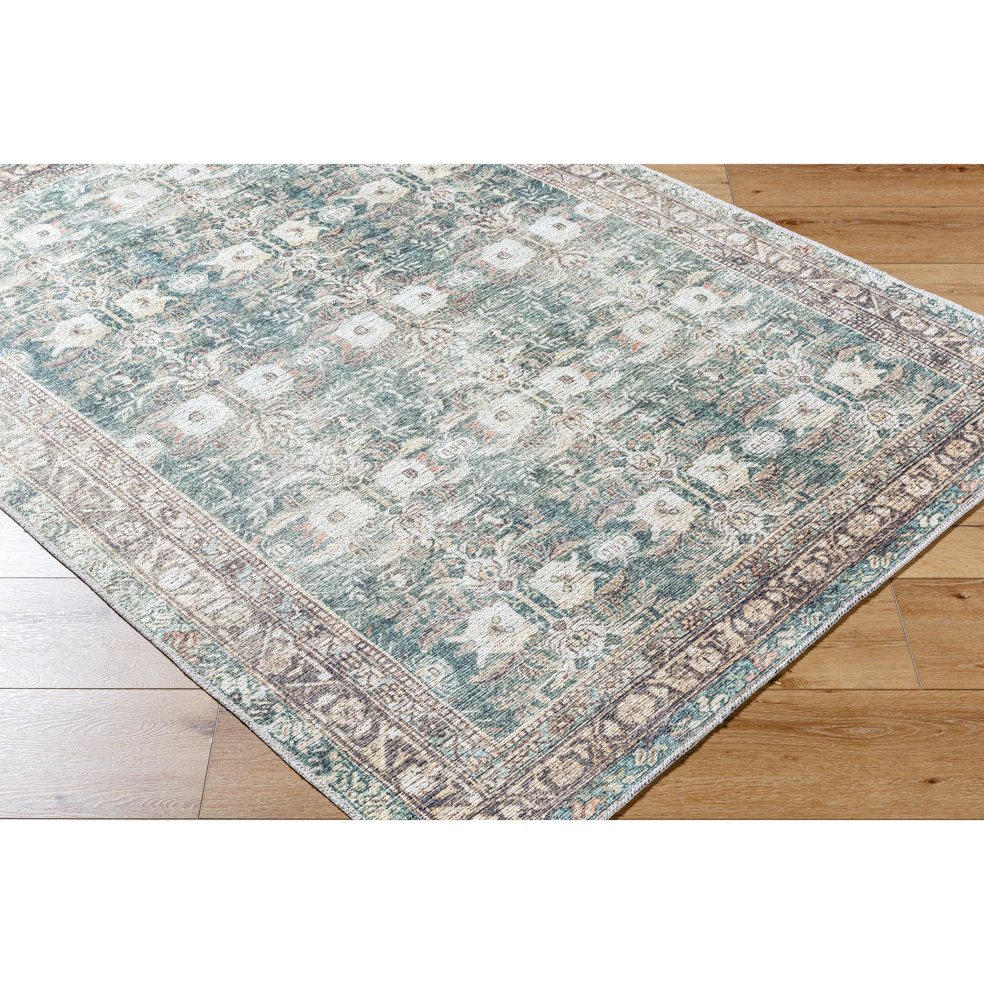Vinny VNY-2316 Rug by Livabliss in medium green, sage, charcoal, cream, beige, orange. Made from polyester in a unique style.