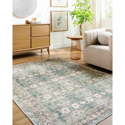 Vinny VNY-2316 Rug by Livabliss in medium green, sage, charcoal, cream, beige, orange. Made from polyester in a unique style.