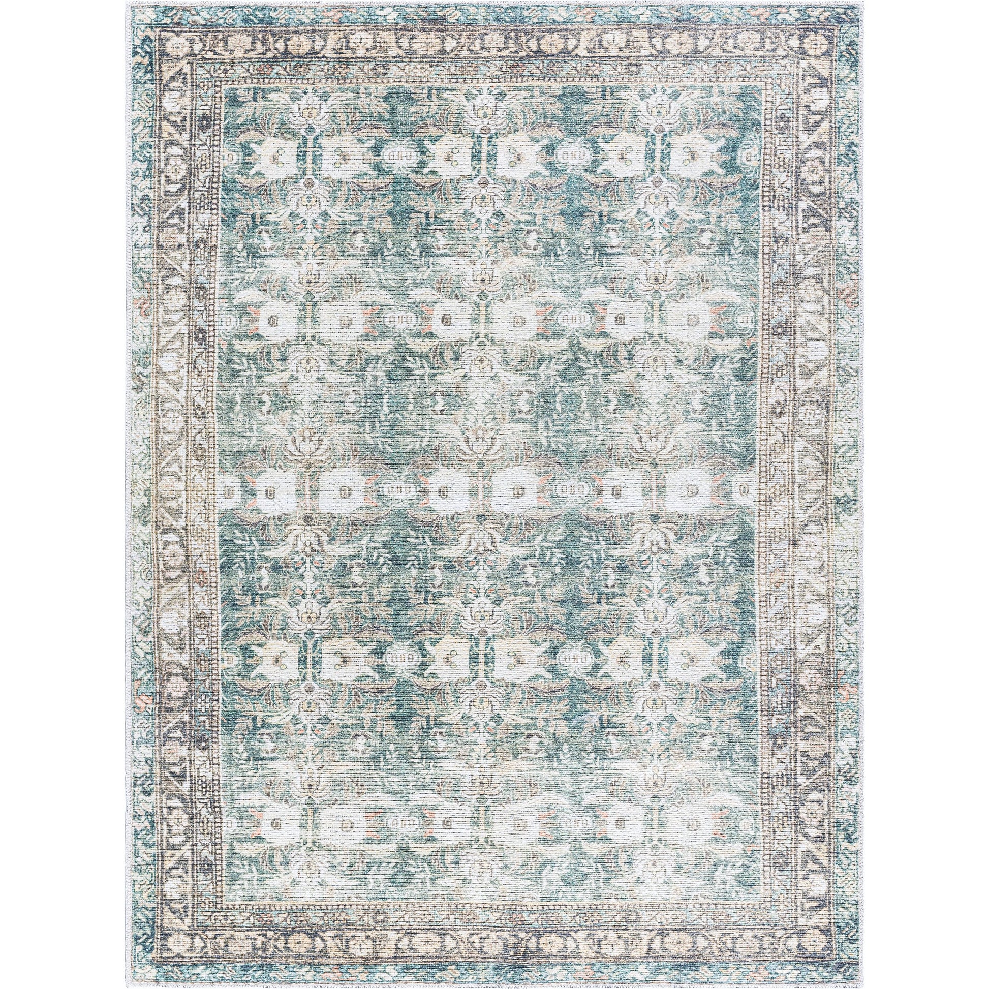 Vinny Rug - 533603 by Livabliss in medium green, sage, charcoal, cream, beige, orange. Made from polyester in a unique style.