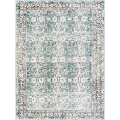 Vinny Rug - 533603 by Livabliss in medium green, sage, charcoal, cream, beige, orange. Made from polyester in a unique style.