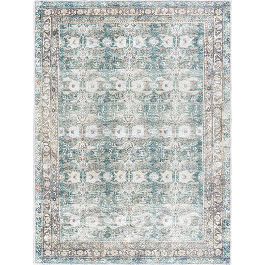 Vinny Rug - 533603 by Livabliss in medium green, sage, charcoal, cream, beige, orange. Made from polyester in a unique style.