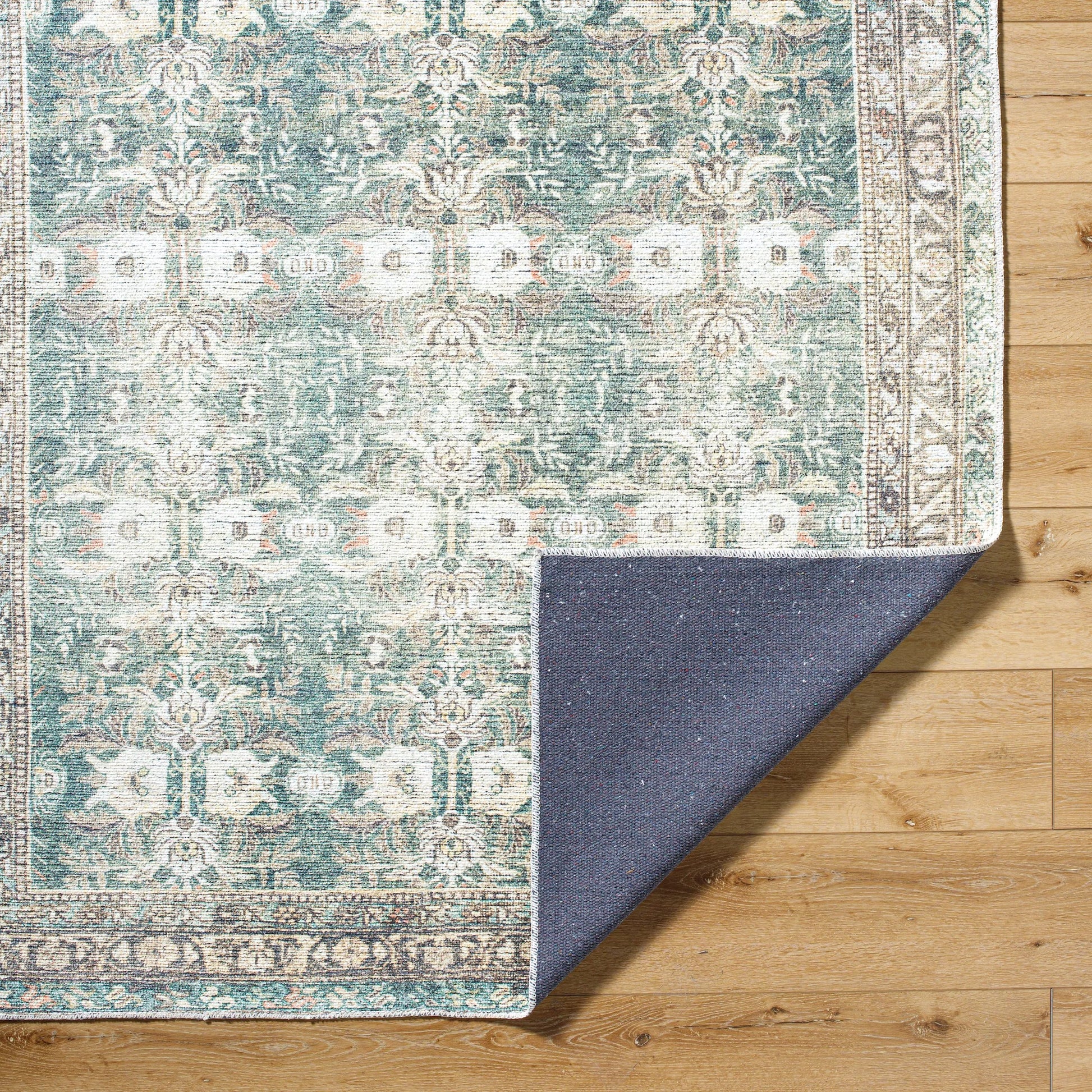 Vinny Rug - 533603 by Livabliss in medium green, sage, charcoal, cream, beige, orange. Made from polyester in a unique style.