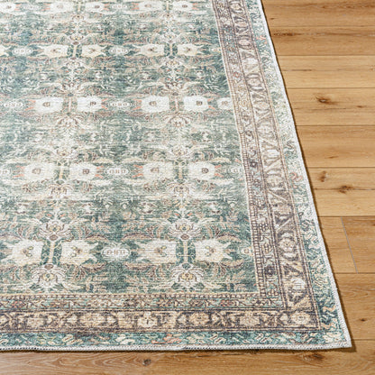 Vinny Rug - 533603 by Livabliss in medium green, sage, charcoal, cream, beige, orange. Made from polyester in a unique style.