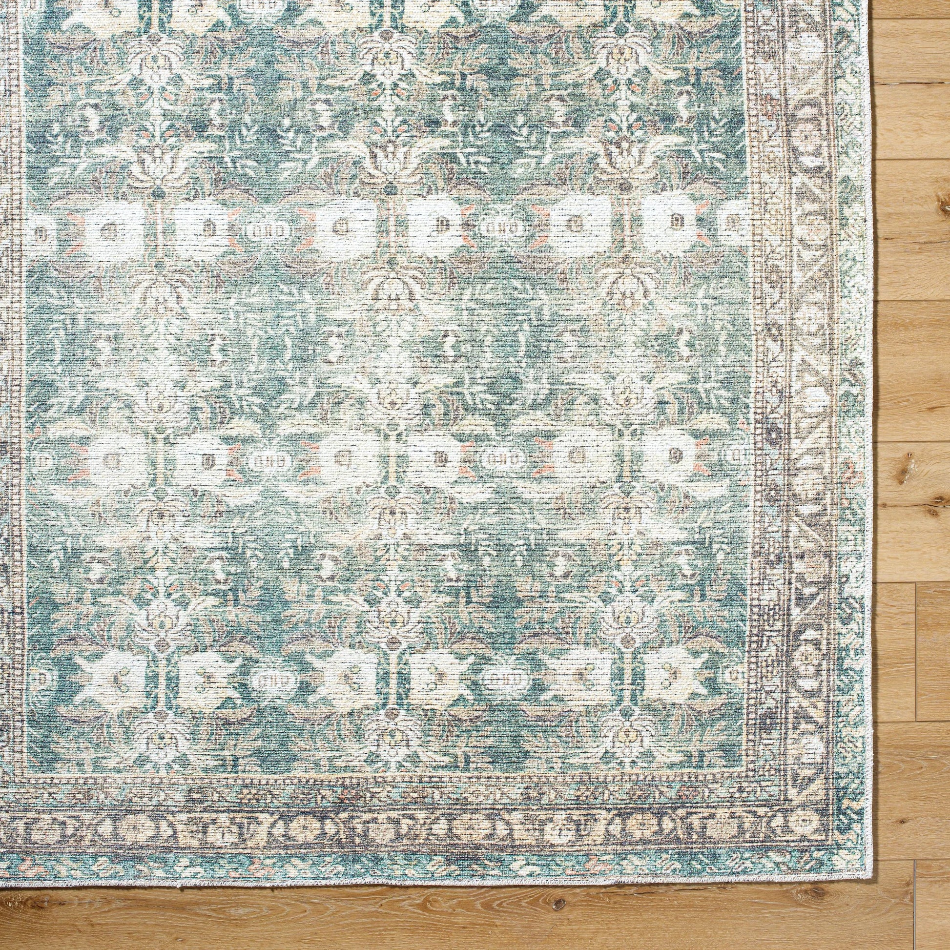 Vinny Rug - 533603 by Livabliss in medium green, sage, charcoal, cream, beige, orange. Made from polyester in a unique style.