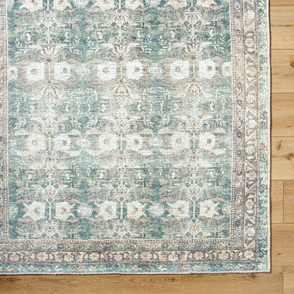 Vinny Rug - 533603 by Livabliss in medium green, sage, charcoal, cream, beige, orange. Made from polyester in a unique style.