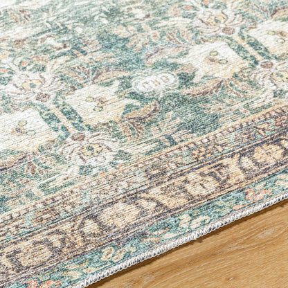 Vinny Rug - 533603 by Livabliss in medium green, sage, charcoal, cream, beige, orange. Made from polyester in a unique style.