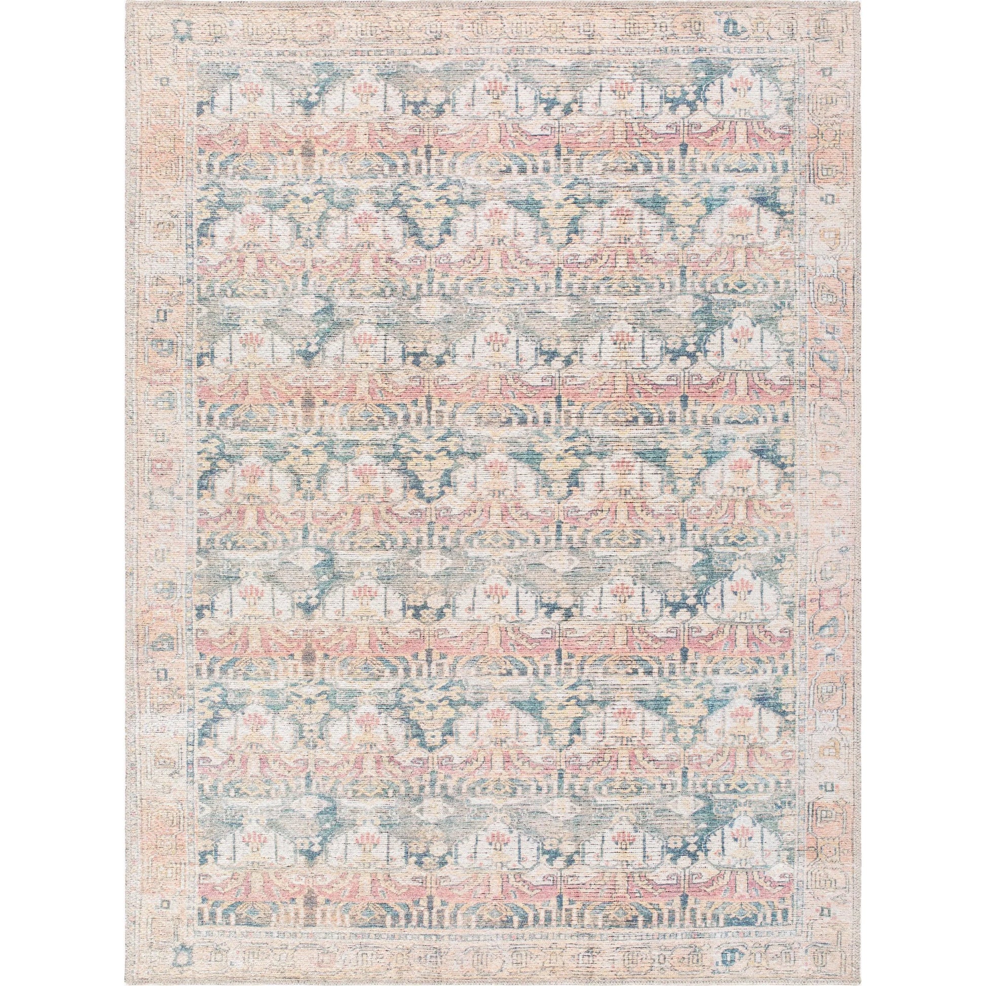 Vinny 533611 Rug by Livabliss in medium green, cream, tan, rust, orange. Made from polyester in a unique style.