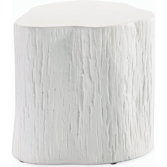 Tree Outdoor Trunk End Table by Sunset West in bone. Made from gfr concrete in a modern style.