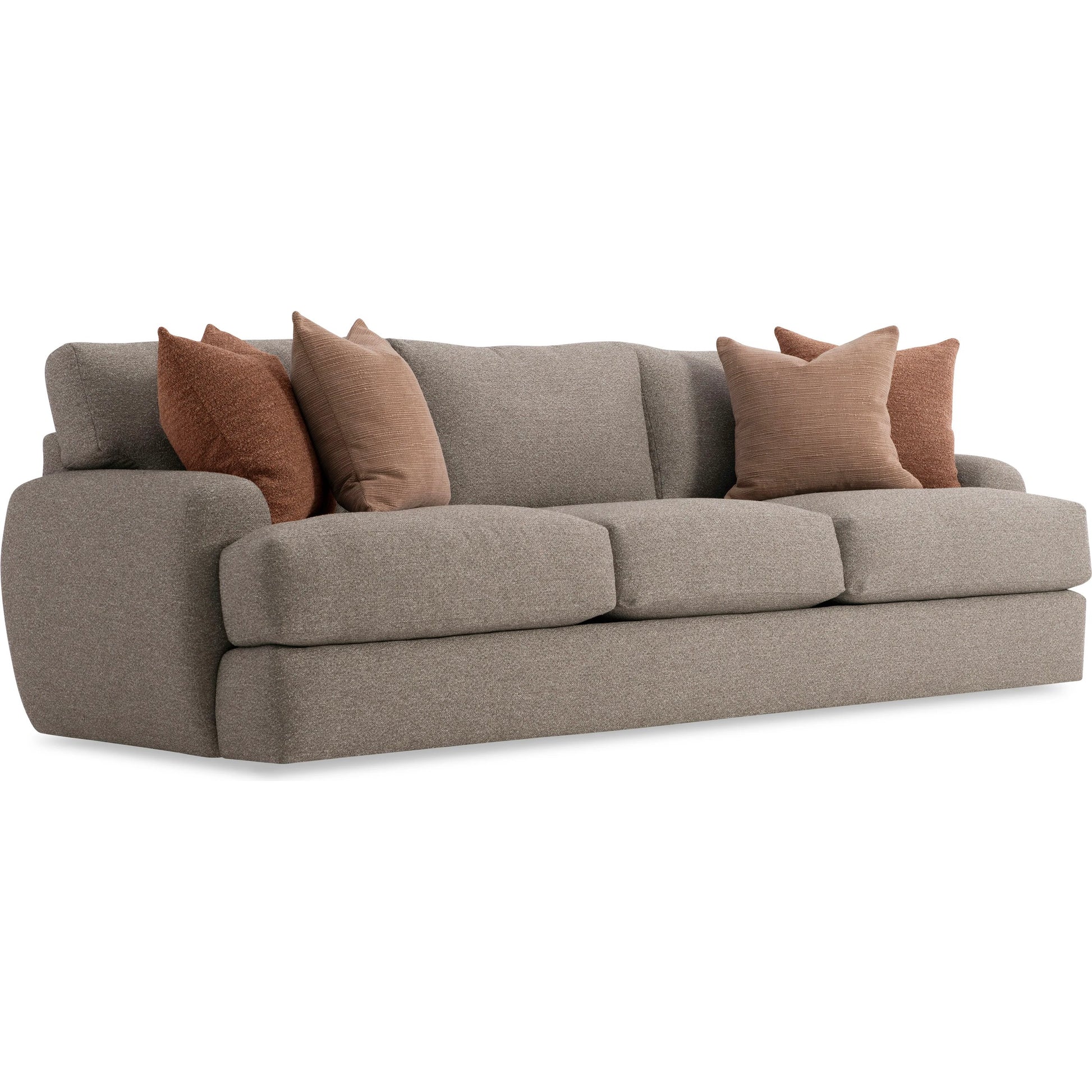 Cameron Fabric Sofa by Bernhardt in brown. Made from fabric, polyfoam core, virgin polyester fibers, waterfowl feathers, waterfowl down in a transitional style.