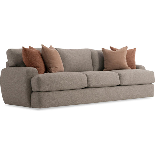 Cameron Fabric Sofa by Bernhardt in brown. Made from fabric, polyfoam core, virgin polyester fibers, waterfowl feathers, waterfowl down in a transitional style.