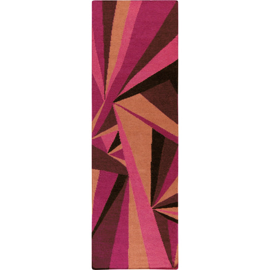 Voyages Rug - 825 by Surya in magenta, rust, burgandy, red, dark brown. Made from 100% wool in a unique style.