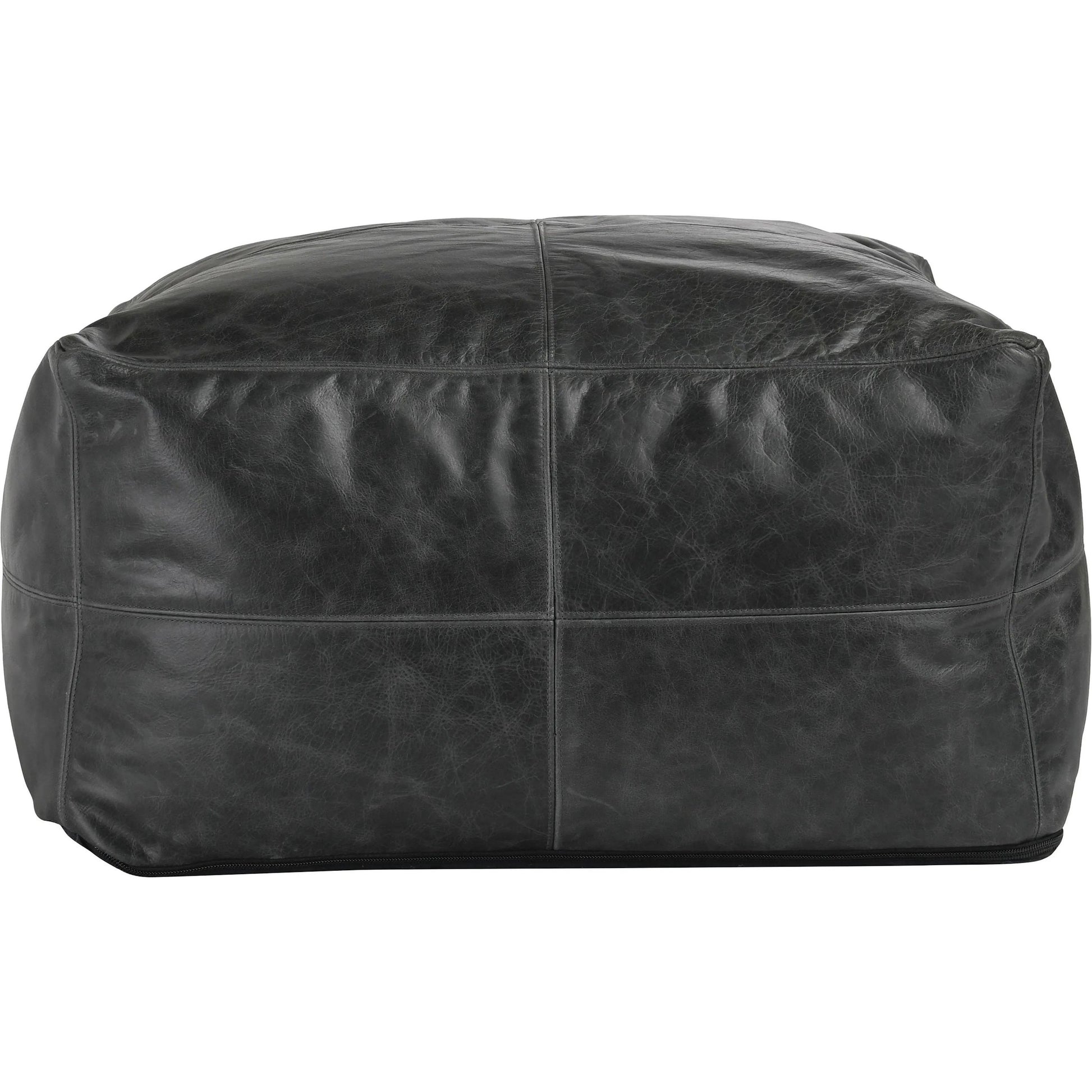Dexter Genuine Leather Pouf by Villa by Classic Home in black. Made from 100% genuine leather in a traditional style.