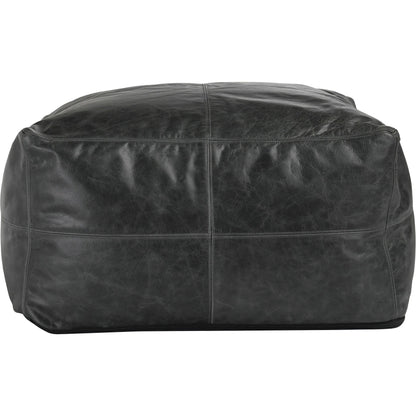 Dexter Genuine Leather Pouf by Villa by Classic Home in black. Made from 100% genuine leather in a traditional style.