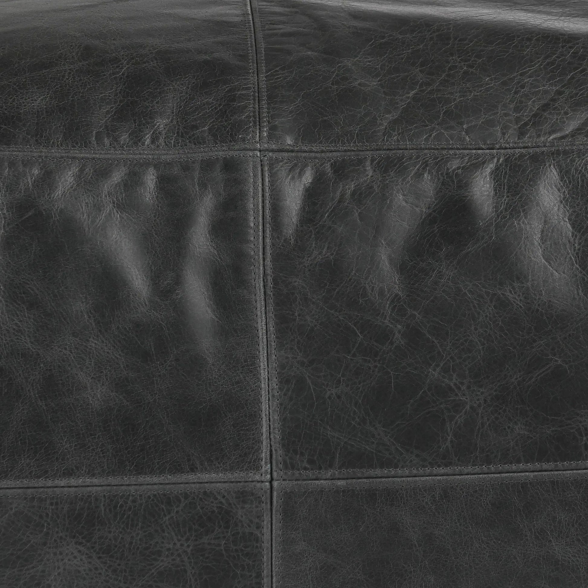 Dexter Genuine Leather Pouf by Villa by Classic Home in black. Made from 100% genuine leather in a traditional style.