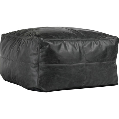 Dexter Genuine Leather Pouf by Villa by Classic Home in black. Made from 100% genuine leather in a traditional style.