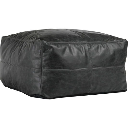 Dexter Genuine Leather Pouf by Villa by Classic Home in black. Made from 100% genuine leather in a unique style.