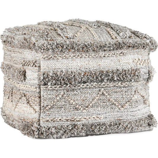 Fallon Pouf by Villa by Classic Home in gray. Made from 100% recycled polyester in a unique style.