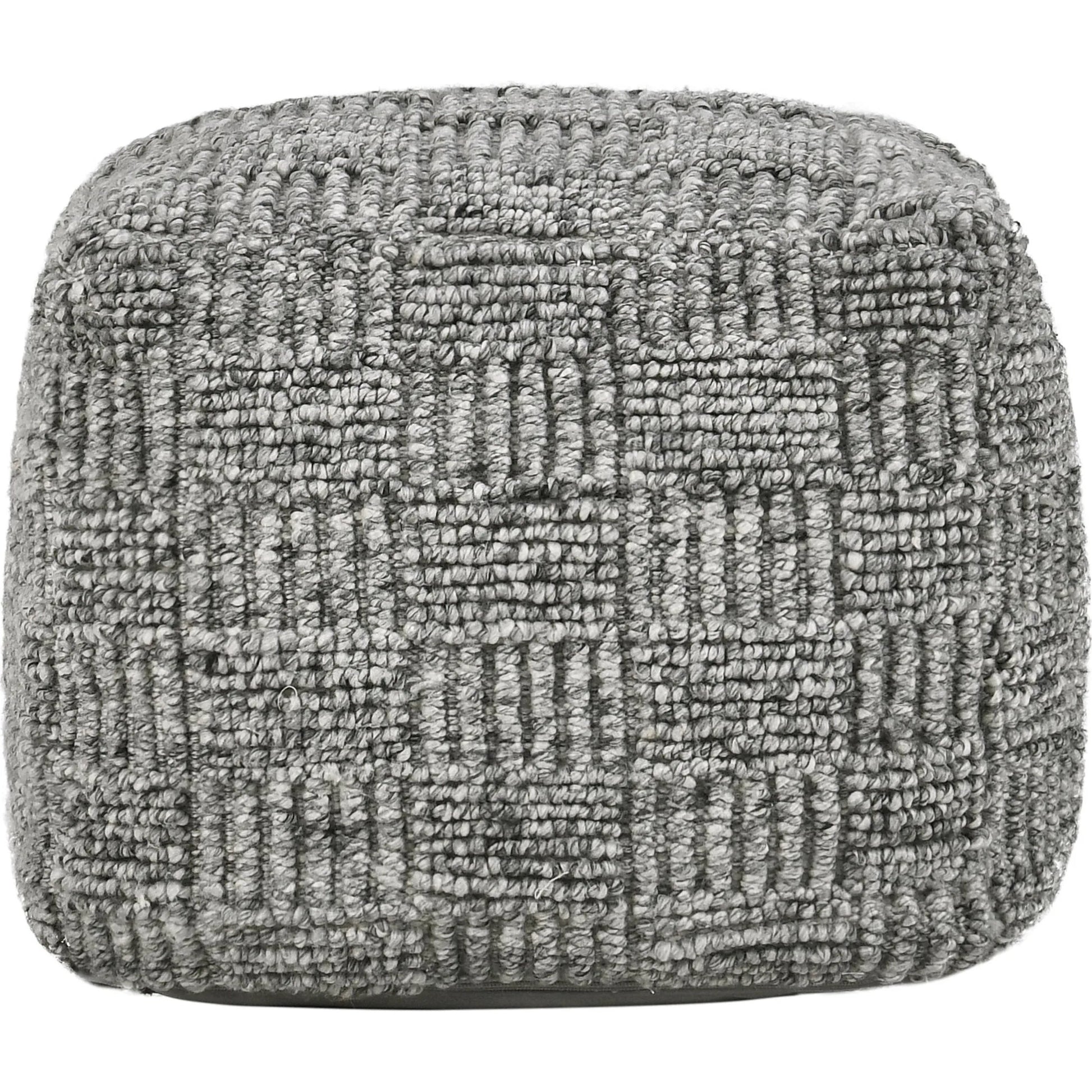 Shades Recycled Fabric Indoor Outdoor Pouf by Villa by Classic Home in gray. Made from 100% pet recycled plastic in a rustic style.