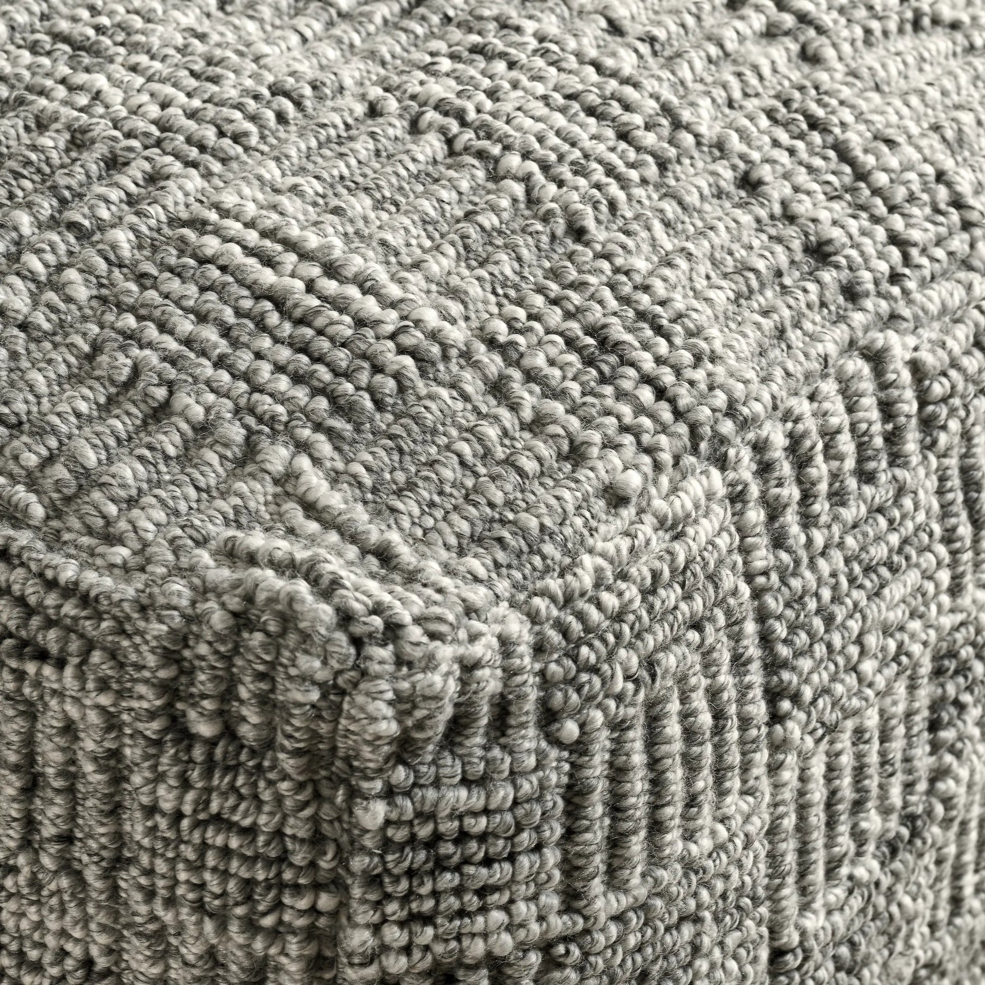 Shades Recycled Fabric Indoor Outdoor Pouf by Villa by Classic Home in gray. Made from 100% pet recycled plastic in a rustic style.
