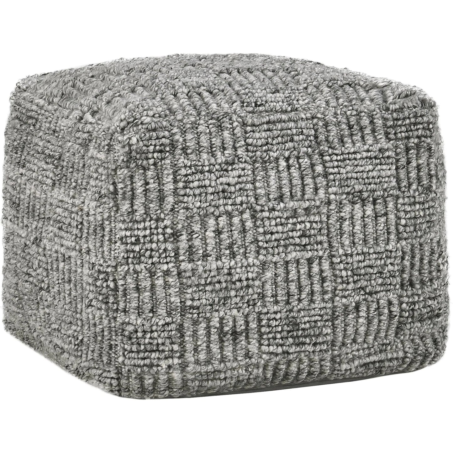 001 SI-2243876 | Primary Silo | Shades Recycled Fabric Indoor Outdoor Pouf by Villa by Classic Home in gray. Made from 100% pet recycled plastic in a rustic style.