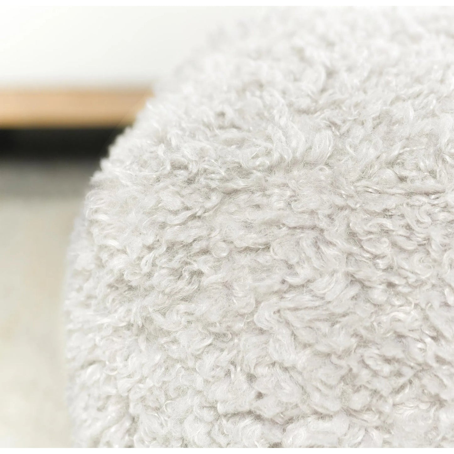 004 SI-2243877 | Closeup | Carters Shearling Ivory Pouf by Villa by Classic Home in ivory. Made from 100% cotton in a transitional style.