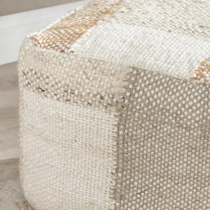 Ritsa Multi Pouf by Villa by Classic Home in multicolor. Made from 60% wool, 40% cotton in a transitional style.