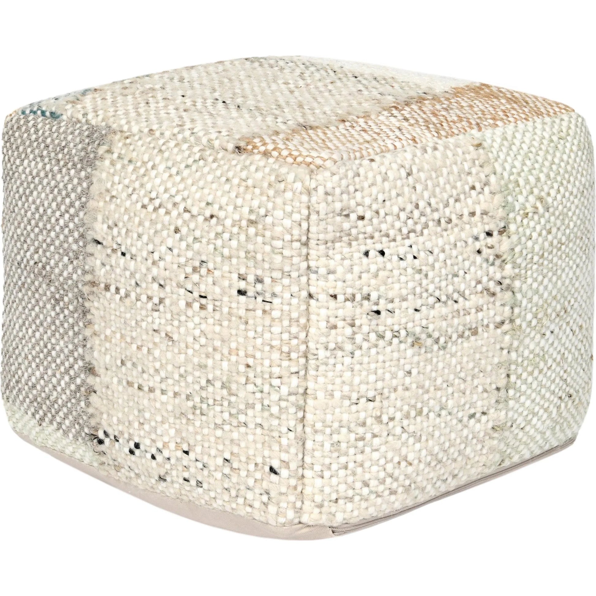 Ritsa Multi Pouf by Villa by Classic Home in multicolor. Made from 60% wool, 40% cotton in a transitional style.