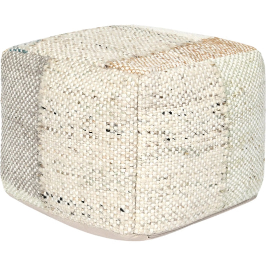 Ritsa Multi Pouf by Villa by Classic Home in multicolor. Made from 60% wool, 40% cotton in a unique style.