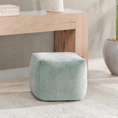 Heirloom Velvet Pouf by Villa by Classic Home in bay green. Made from 100% cotton in a unique style.