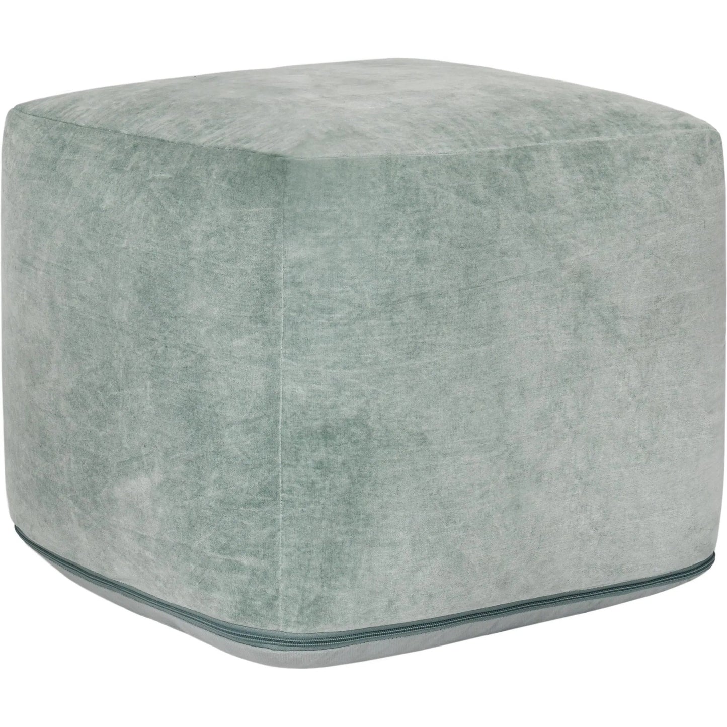 001 SI-2295424 | Primary Silo | Heirloom Velvet Pouf by Villa by Classic Home in bay green. Made from 100% cotton in a modern style.