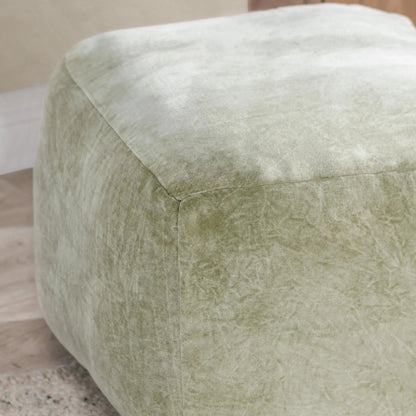 Heirloom Velvet Pouf by Villa by Classic Home in bay green. Made from 100% cotton in a unique style.