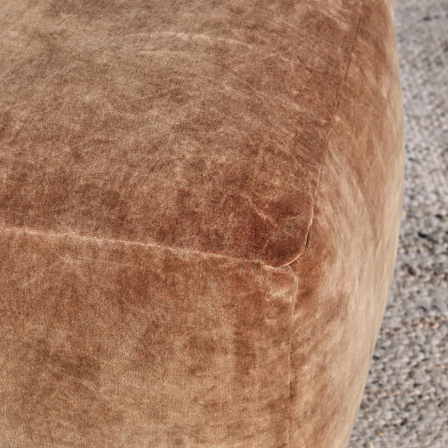 005 SI-2243752 | Closeup | Heirloom Velvet Floor Cushion Pouf by Villa by Classic Home. Made from 100% cotton dyed to match base in a traditional style.